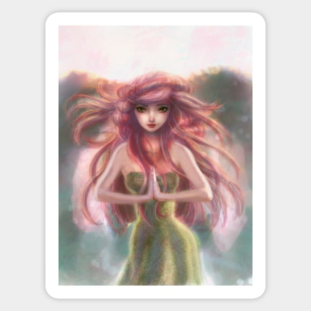 Pink Haired Fairy Woman Sticker by saradaboru